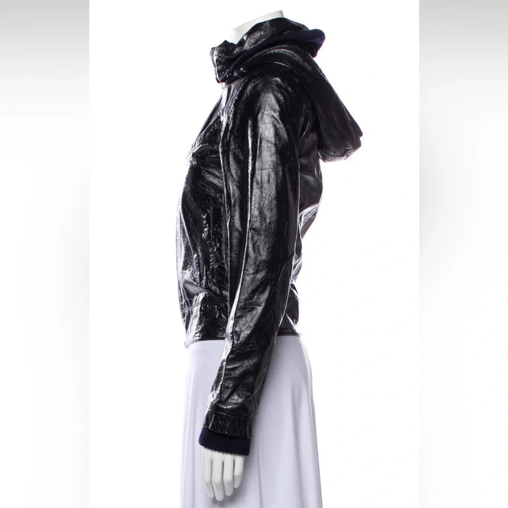 Alice + Olivia Leather Jacket - XS, Black and Navy Blue - Picture 2 of 4